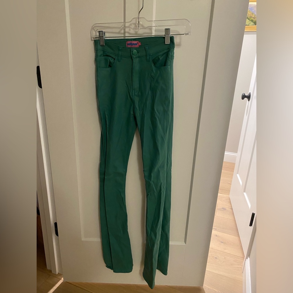 Edikted Green Leather Pants Gem